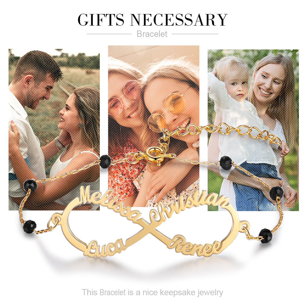 Personalised Infinity Bracelet Custom 4 Names Bracelet Gift For Women-Jessemade AU