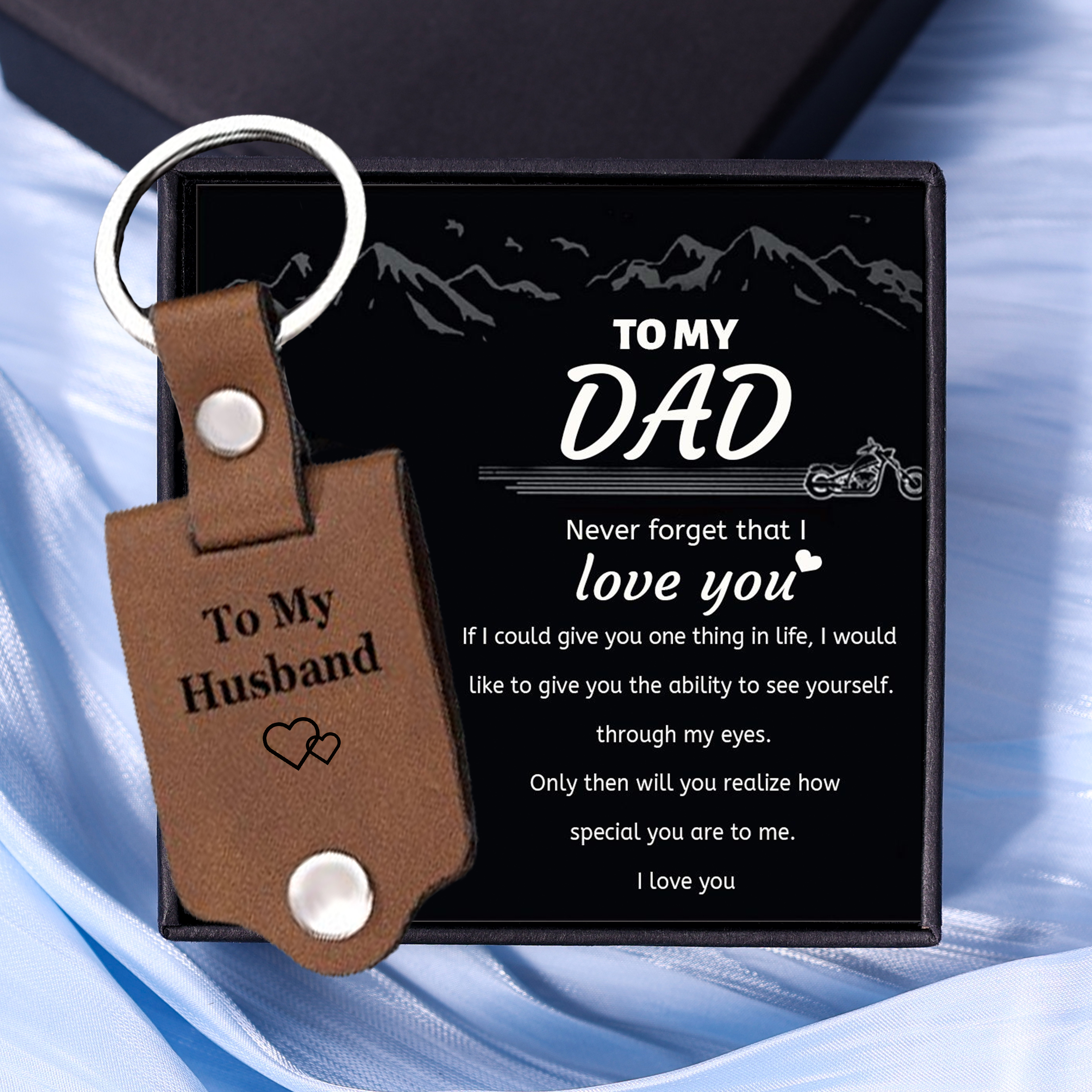 Personalised Photo Keychain Custom Text Leather Keyring Father's Day Gifts - Drive Safe, I Need You Here With Me-Jessemade AU