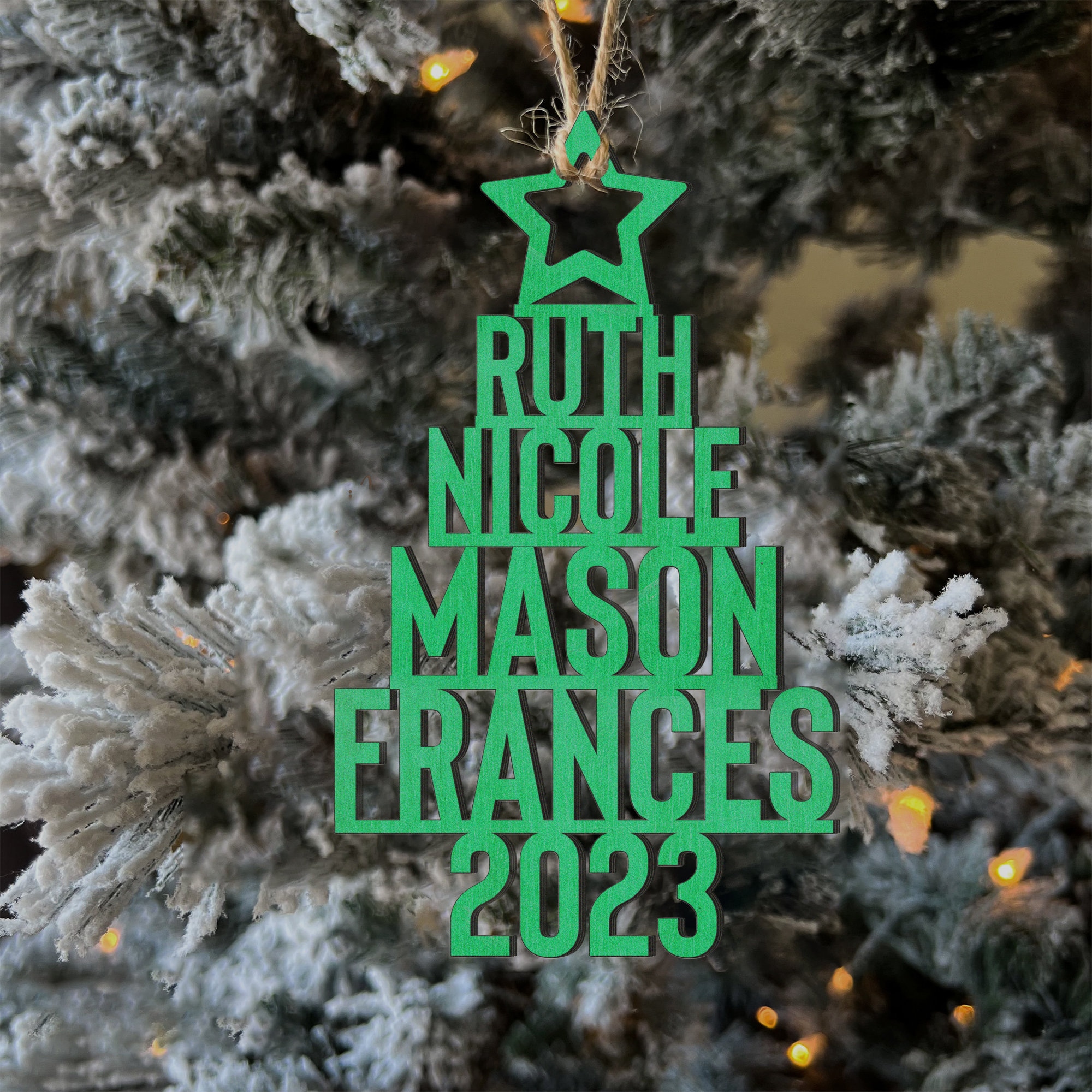 4 Names - Personalised Christmas Tree Ornaments Customised Name Xmas Wooden Decor Gifts for Family Friends-Jessemade AU