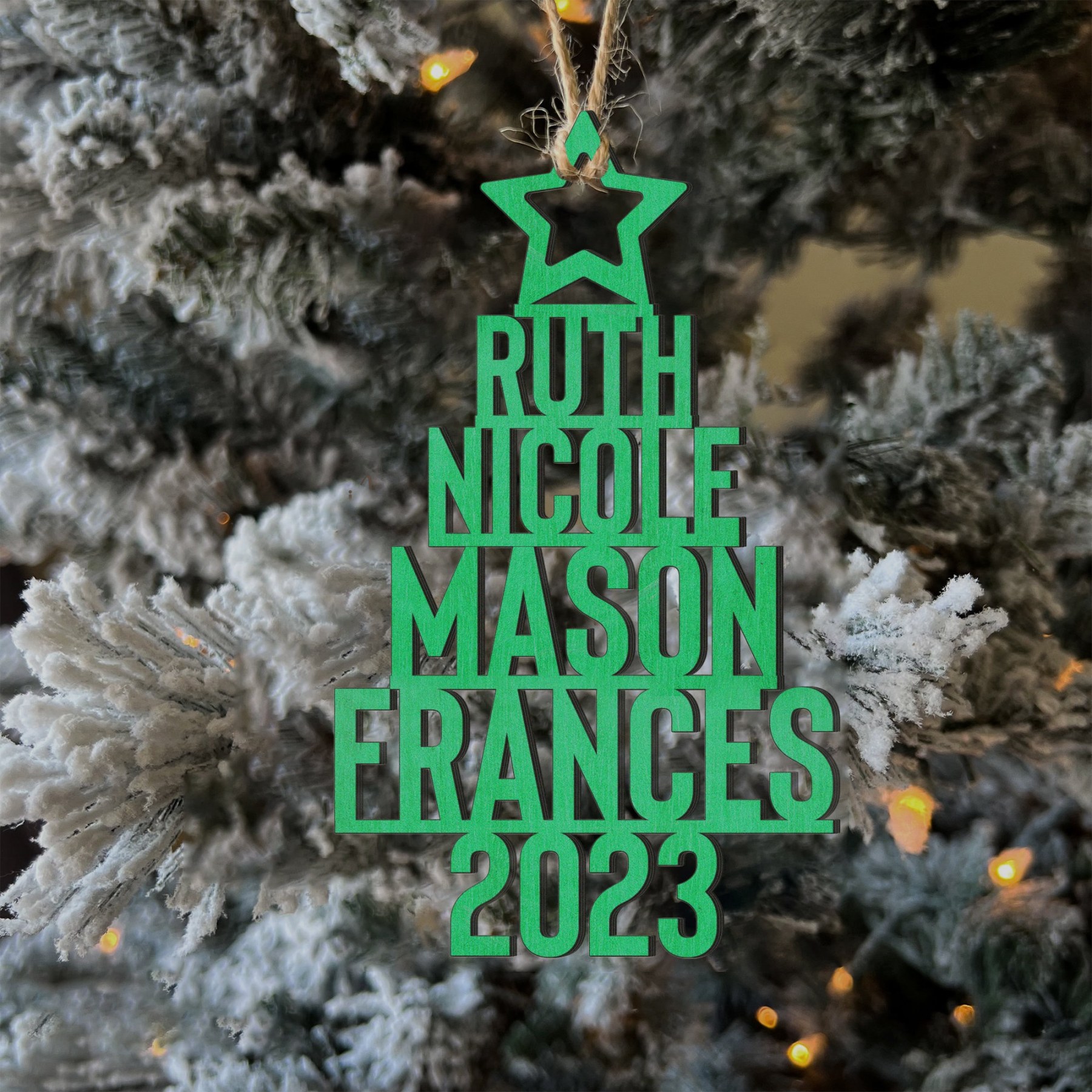4 Names - Personalised Christmas Tree Ornaments Customised Name Xmas Wooden Decor Gifts for Family Friends-Jessemade AU
