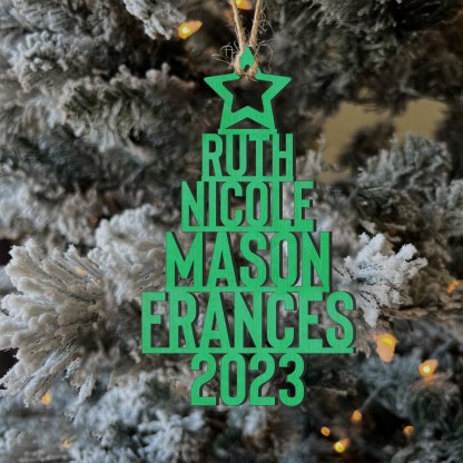 4 Names - Personalised Christmas Tree Ornaments Customised Name Xmas Wooden Decor Gifts for Family Friends-Jessemade AU