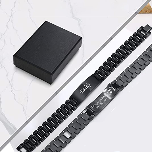 Personalised Men's Bracelet Custom Name and Text Wristband Initial ID Bar Bangle Gifts For Men-Jessemade AU