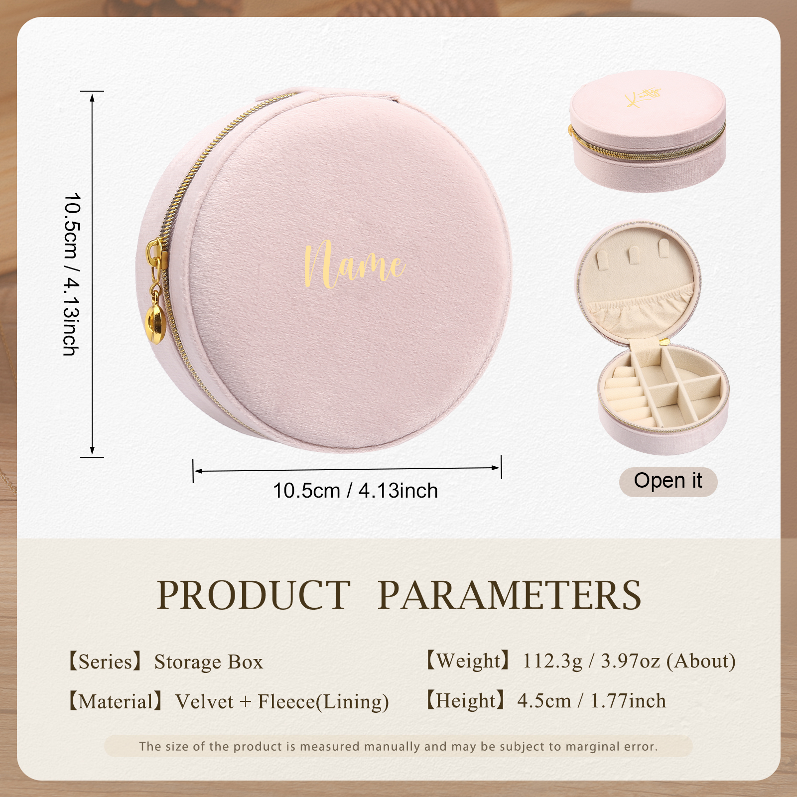 Personalised Name Jewelry Storage Box Custom Travel Jewelry Box Circle Box Gifts for Ladies Girls-Jessemade AU