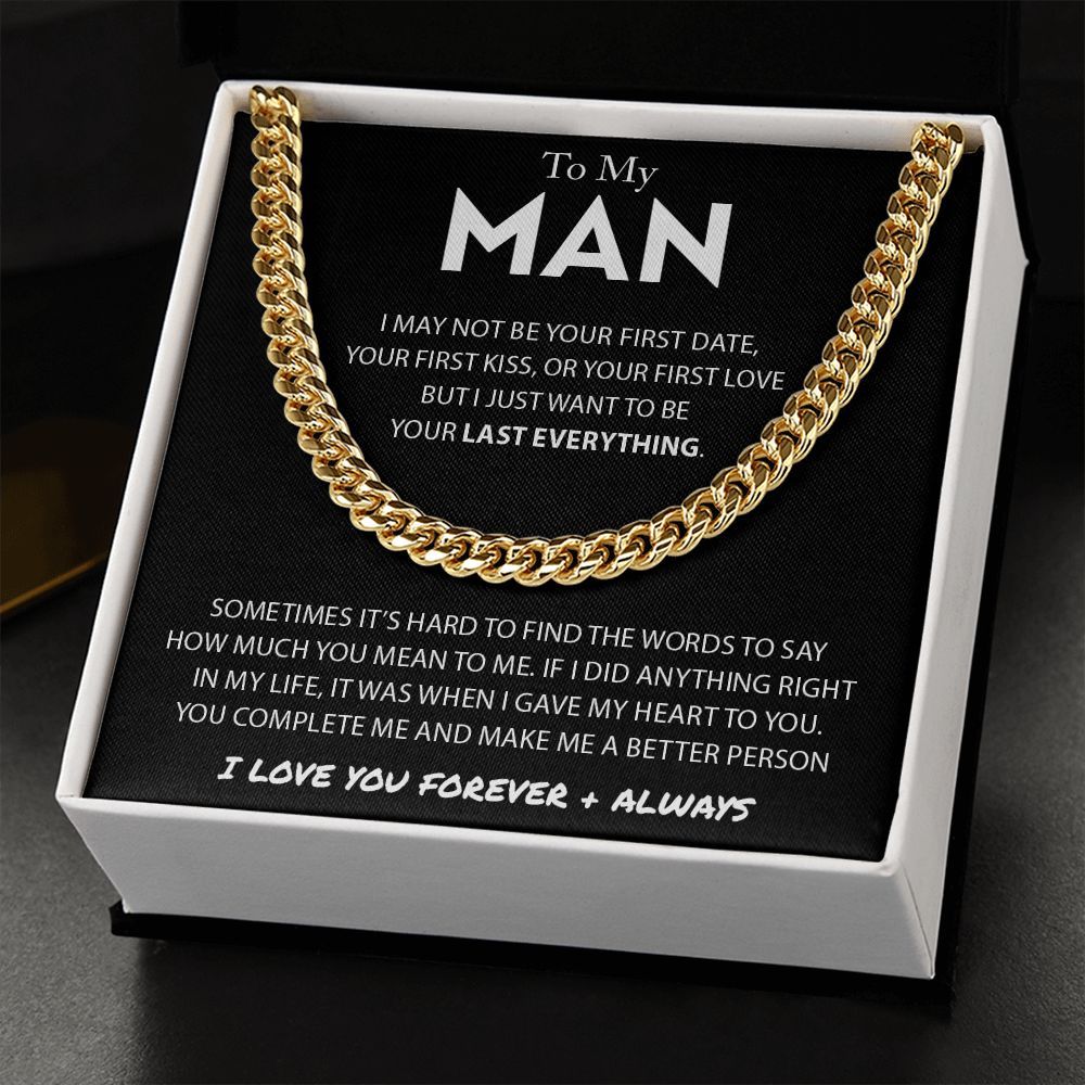 To My Man Cuban Link Chain Necklace Promise Necklace Gift Set - I Love You Forever & Always-Jessemade AU