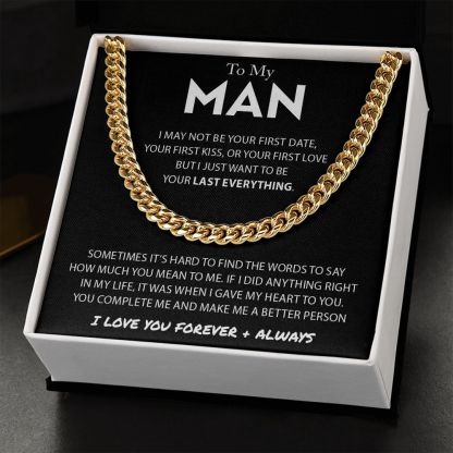 To My Man Cuban Link Chain Necklace Promise Necklace Gift Set - I Love You Forever & Always-Jessemade AU