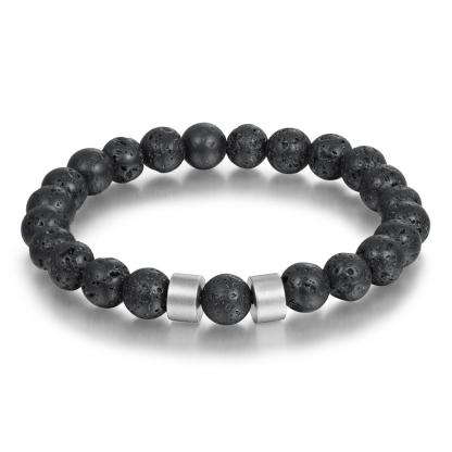 Black Lava Rock Beaded Bracelet Men Bracelet Personalised with Name Gift For Him-Jessemade AU