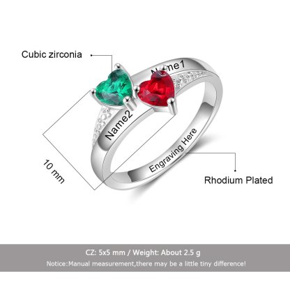 Family Ring Promise Ring Personalised 2 Birthstones Ring With Names Gifts for Her-Jessemade AU