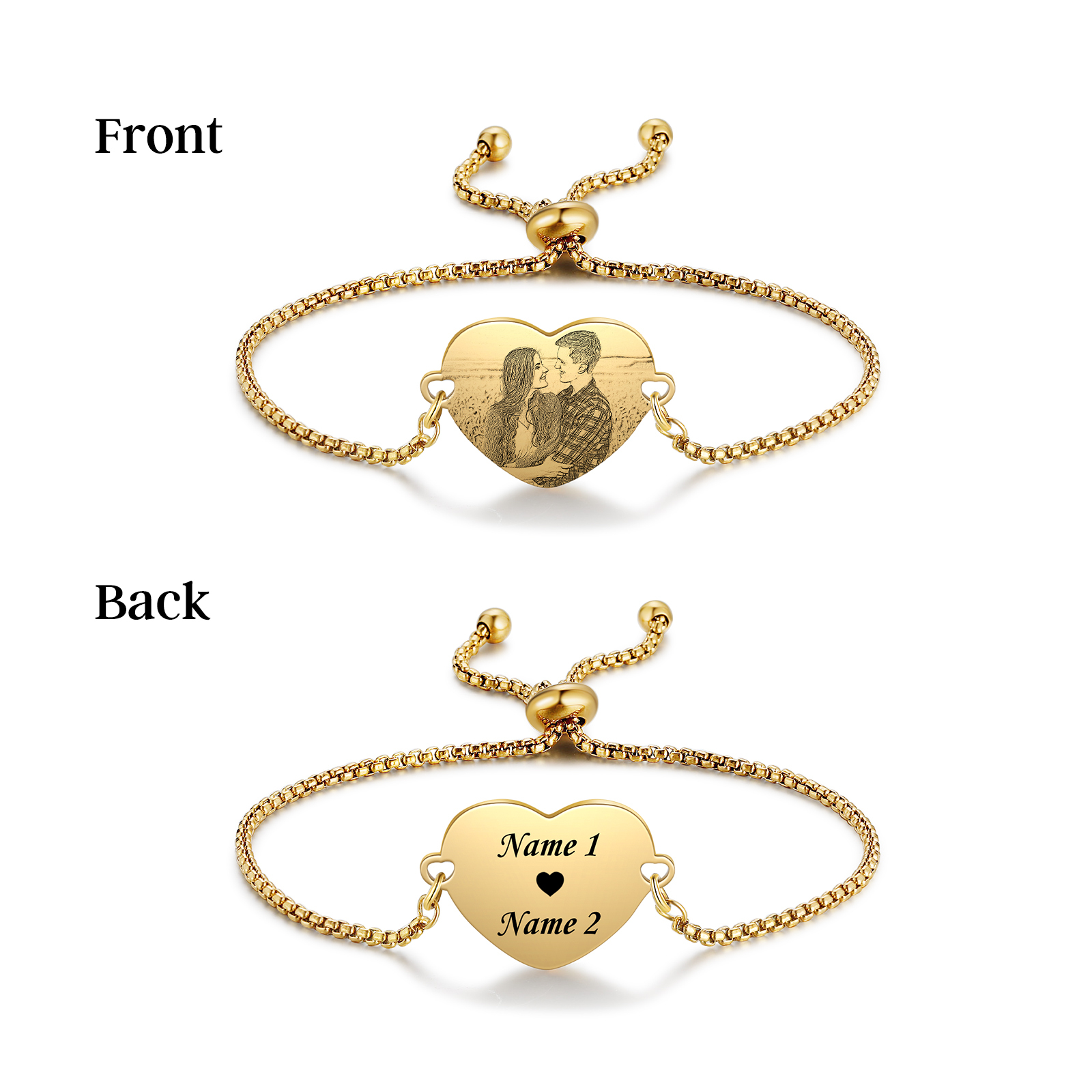 Personalised Photo Bracelets Custom Names Couple Bracelets-Jessemade AU