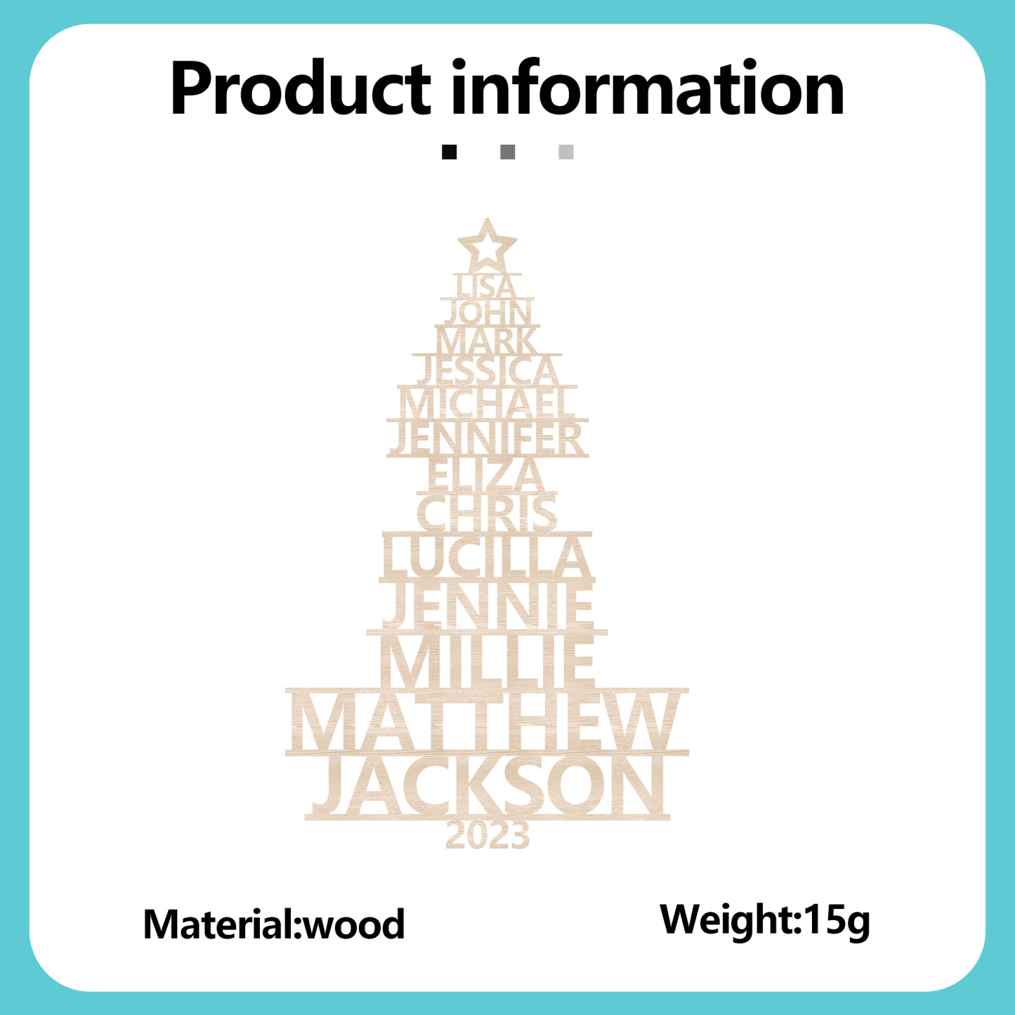 13 Names - Personalised Christmas Tree Ornaments Customised Name Xmas Wooden Decor Gifts for Family Friends-Jessemade AU