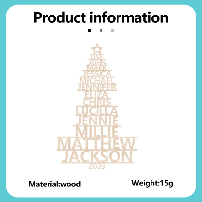 13 Names - Personalised Christmas Tree Ornaments Customised Name Xmas Wooden Decor Gifts for Family Friends-Jessemade AU