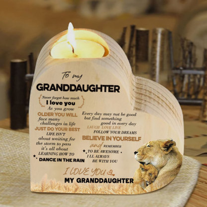 To My Granddaughter Wooden Heart Candle Holder "remember how much I love you"-Jessemade AU