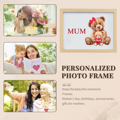 Personalised Frame Night Light Custom 1 Text  & 1 Name Teddy Bears Family Ornament Gifts for Mother/Grandma-Jessemade AU