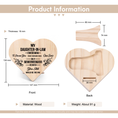 To My Daughter-in-law Wooden Heart Keepsake Desktop Ornament "I did not get to choose you"-Jessemade AU