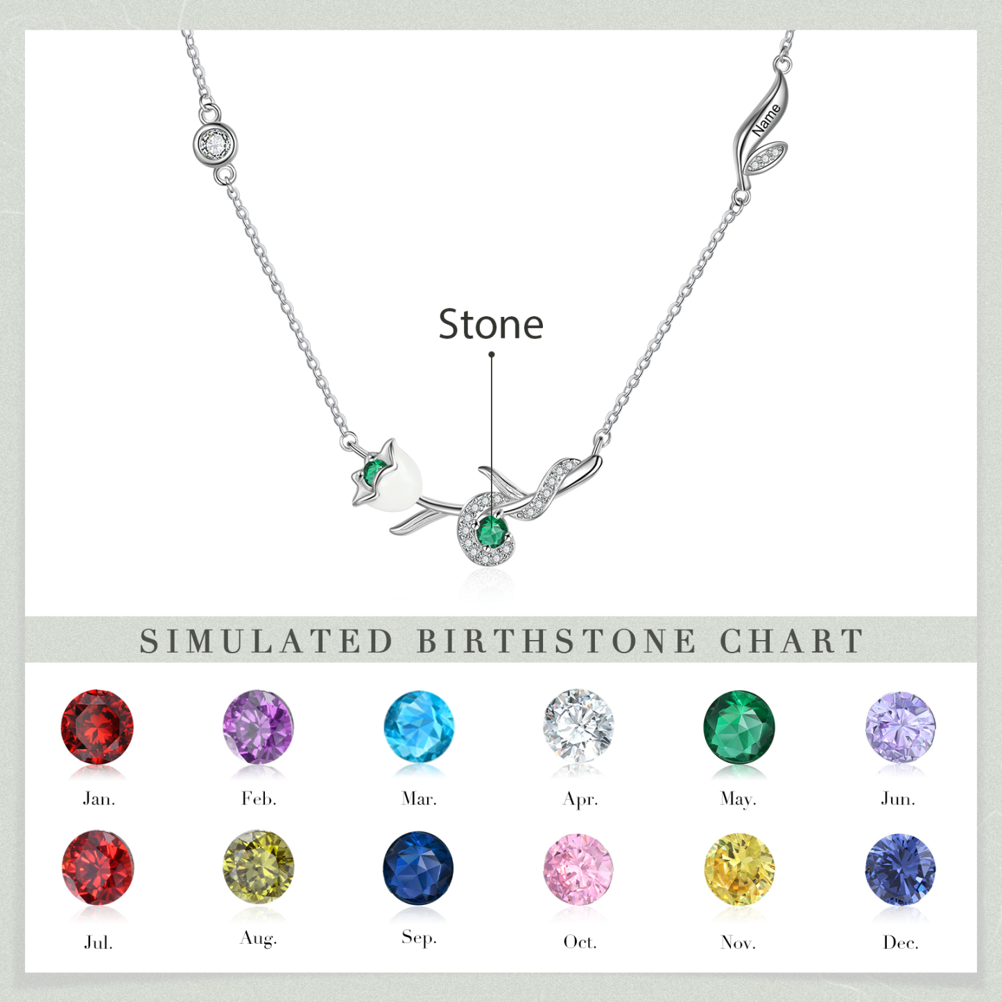 Personalised May Birthflower Necklace With Birthstone Best Gift For Her-Jessemade AU
