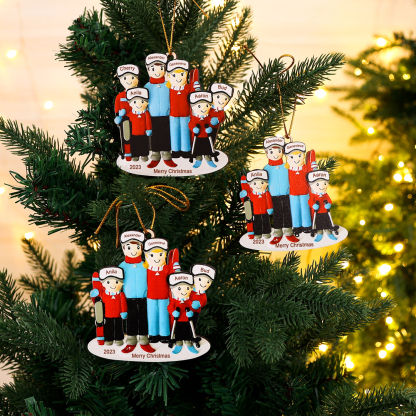 5 Names - Personalised Wooden Christmas Ornaments Custom Name & Year & Text Ski Family Xmas Decor Gifts-Jessemade AU