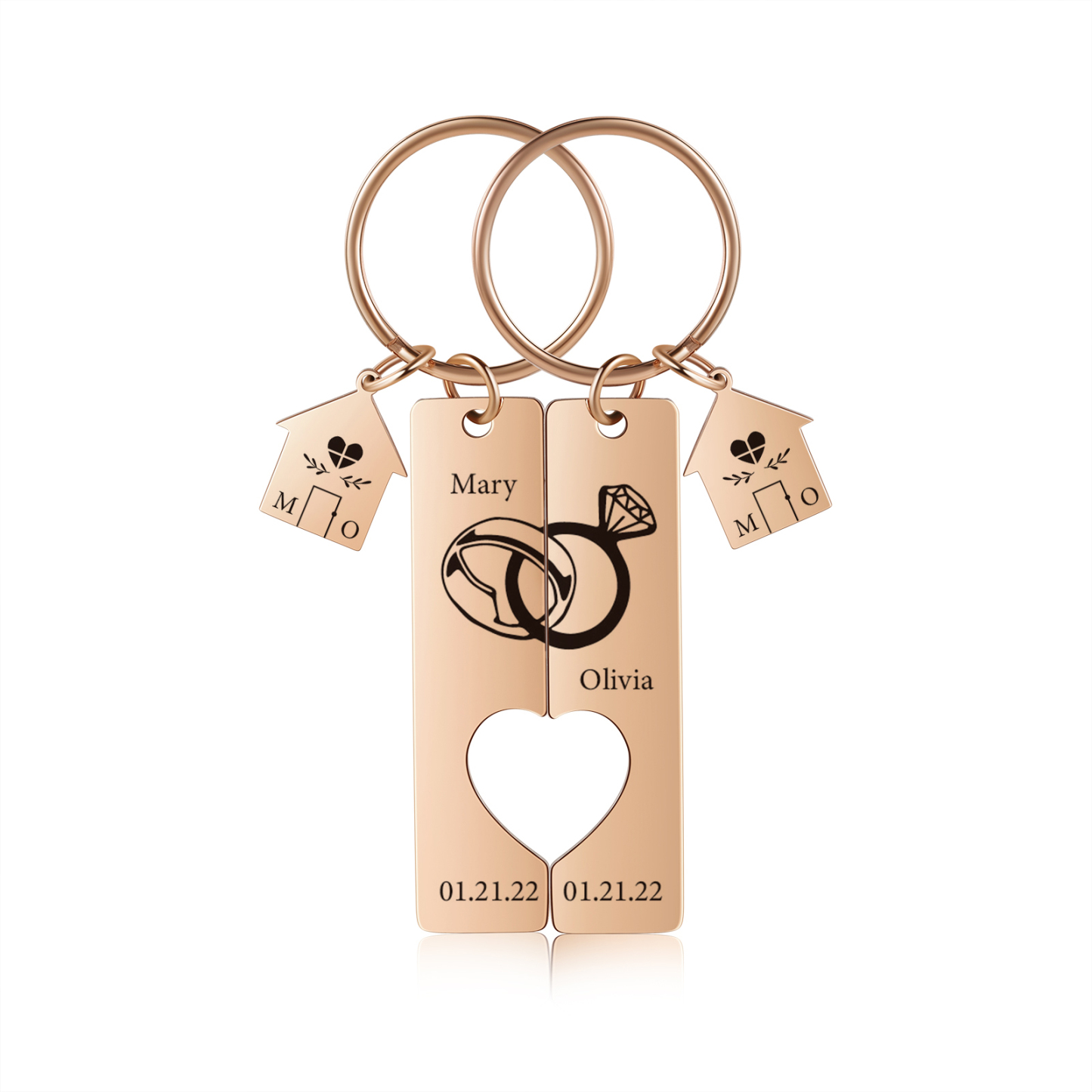 Personalised Couple Keychain Custom 2 Names & Letters & Dates Metal Keyring Matching Keychains Gifts for Couples-Jessemade AU