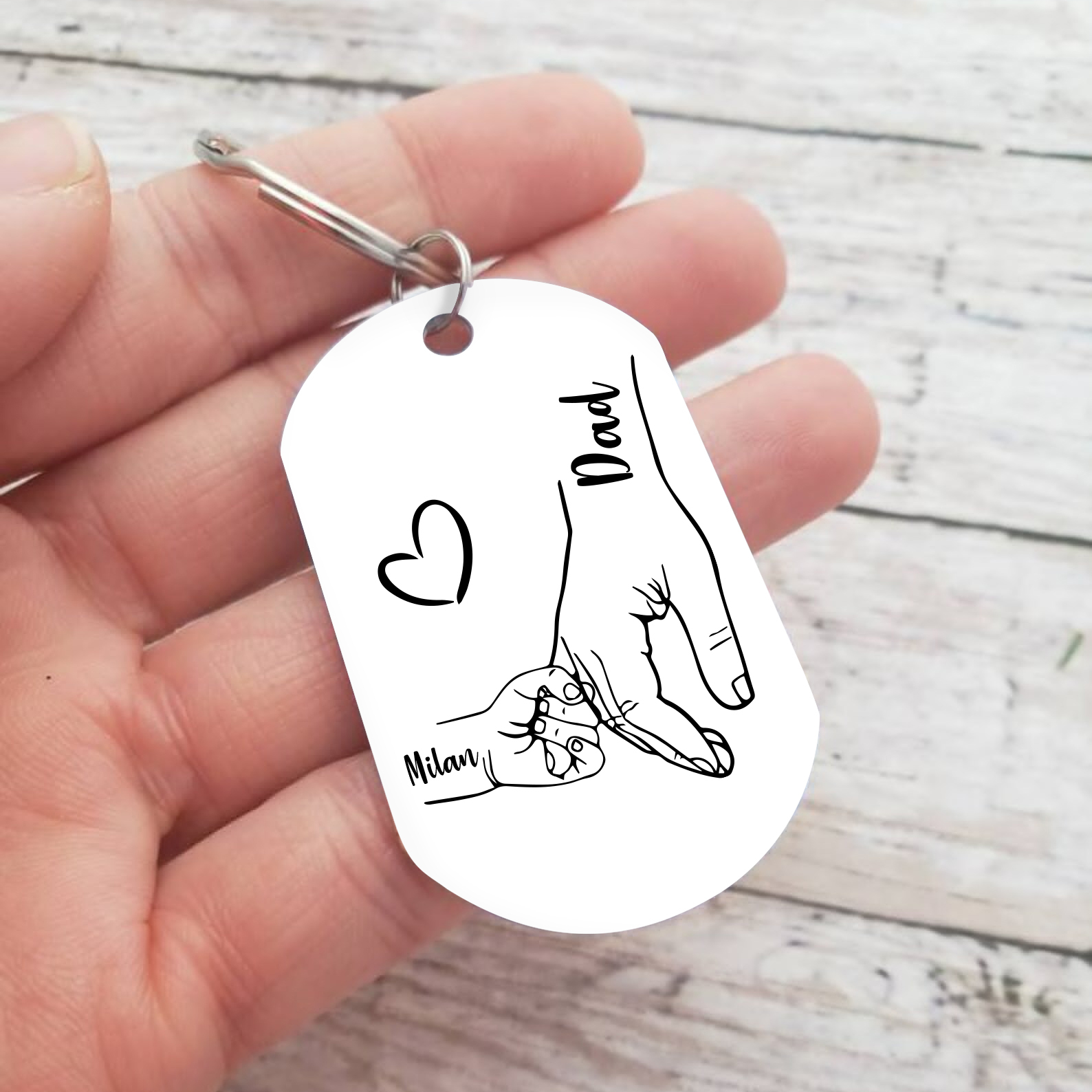 1 Name - Personalised Name Keychain Holding Hands Keychain Father's Day Gifts For Dad-Jessemade AU