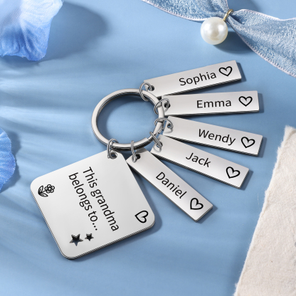 Personalised 5 Names & 1 Text Keychain Custom Family Keychain Gifts for Father/Mother/Grandma/Grandpa-Jessemade AU