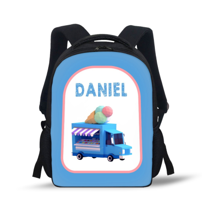 Custom Name Schoolbag Blue Stall Car Backpack Personalised School Bag for Kids-Jessemade AU