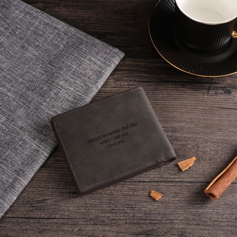 Deep Brown Personalised Leather Wallet Engraved Photo Short Purse Gifts For Men-Jessemade AU