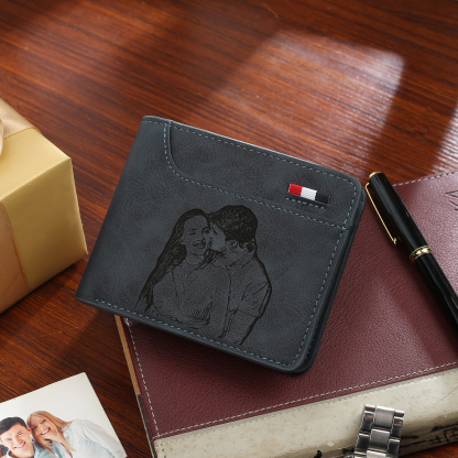 Personalised Monogram Wallet Custom Photo & Name & Letter Men's Leather Wallet Father's Day Gifts for Him
