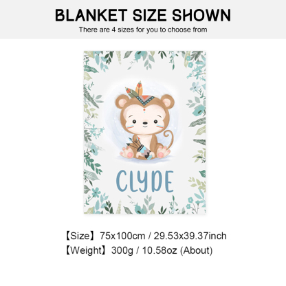 Personalised Monkey Blanket Custom Name Cute Cartoon Blanket-Jessemade AU