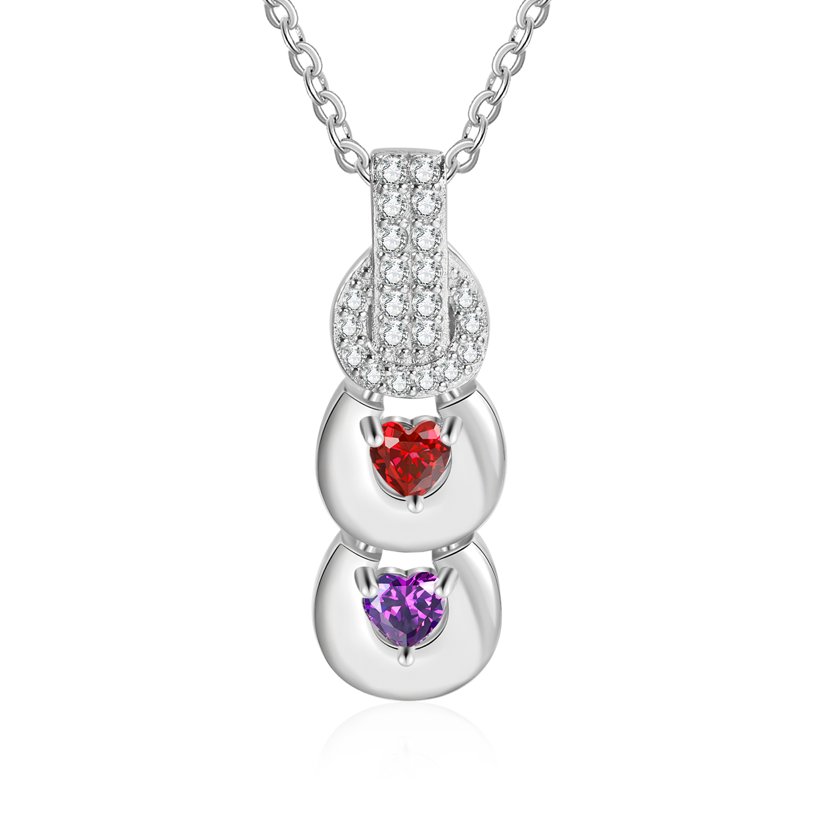 Custom Family Necklace Cascading Pendant with 2 Birthstones Engraving 2 Names Gifts for Her-Jessemade AU