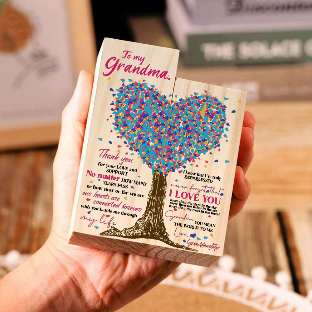 To My Grandma Family Tree Candle Holder You Mean The World To Me Wood Candlesticks Gifts for Grandma-Jessemade AU