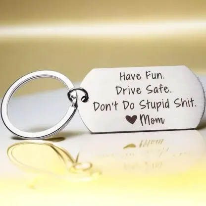 Drive Safe Don’t Do Stupid From Mom/Mum/Dad Funny Keychain for Kids-Jessemade AU