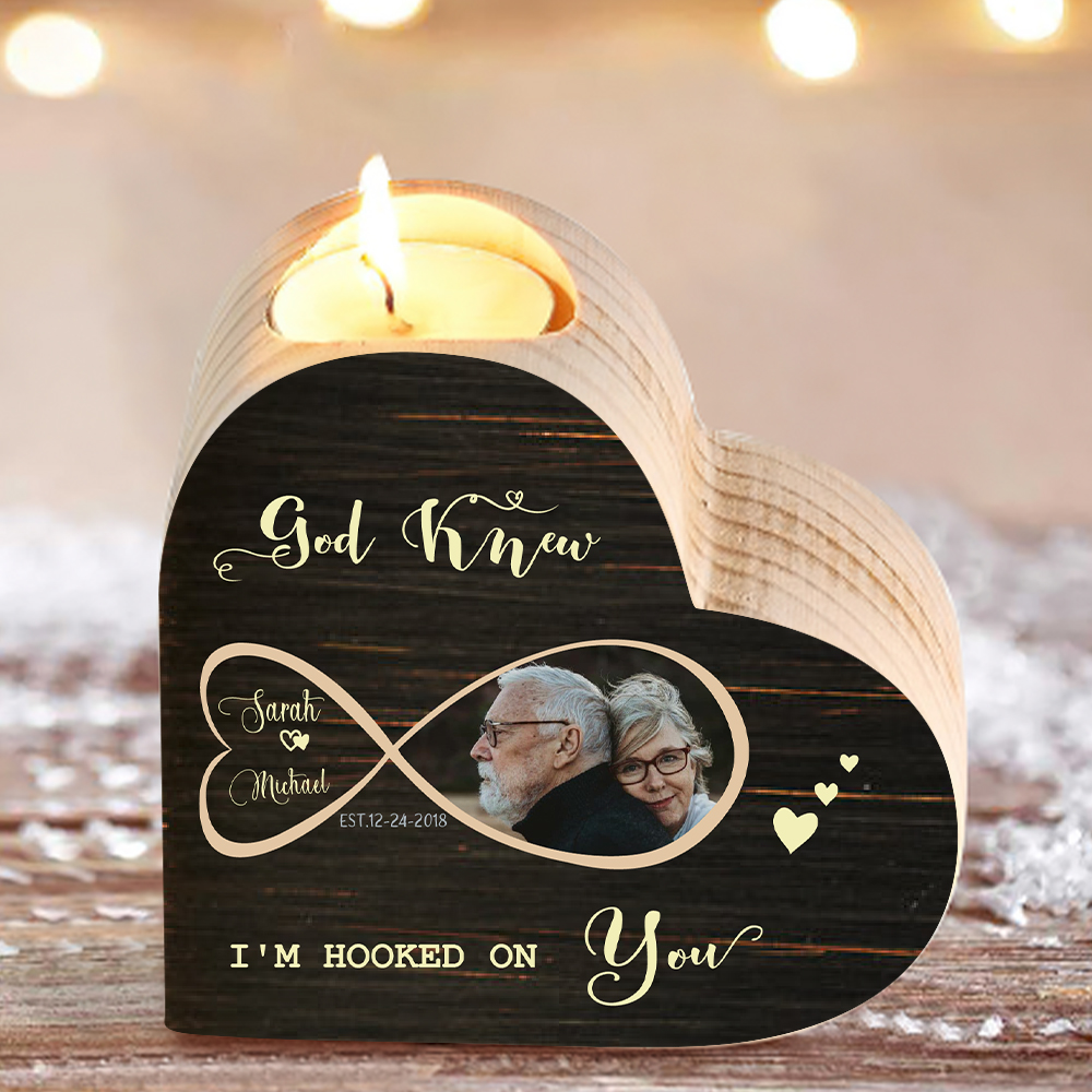 Customised Infinity Love Couple Heart Candle Holder Engrave Photo Candlesticks Valentines Gift-Jessemade AU