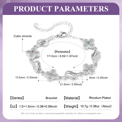 Personalised 4 Birthstones Engraved 4 Names Bracelet Women's Bracelets Birthday Gift for Her-Jessemade AU