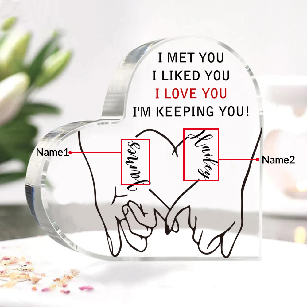 Personalised Couple Acrylic Heart Keepsake Custom 2 Names Ornament Valentine's Day Gift for Wife/Husband-Jessemade AU