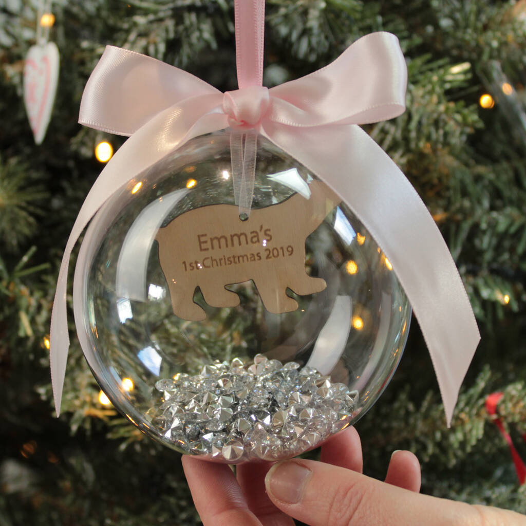 Personalised Polar Bear Ball Ornament Custom 1st Christmas Bauble Gifts