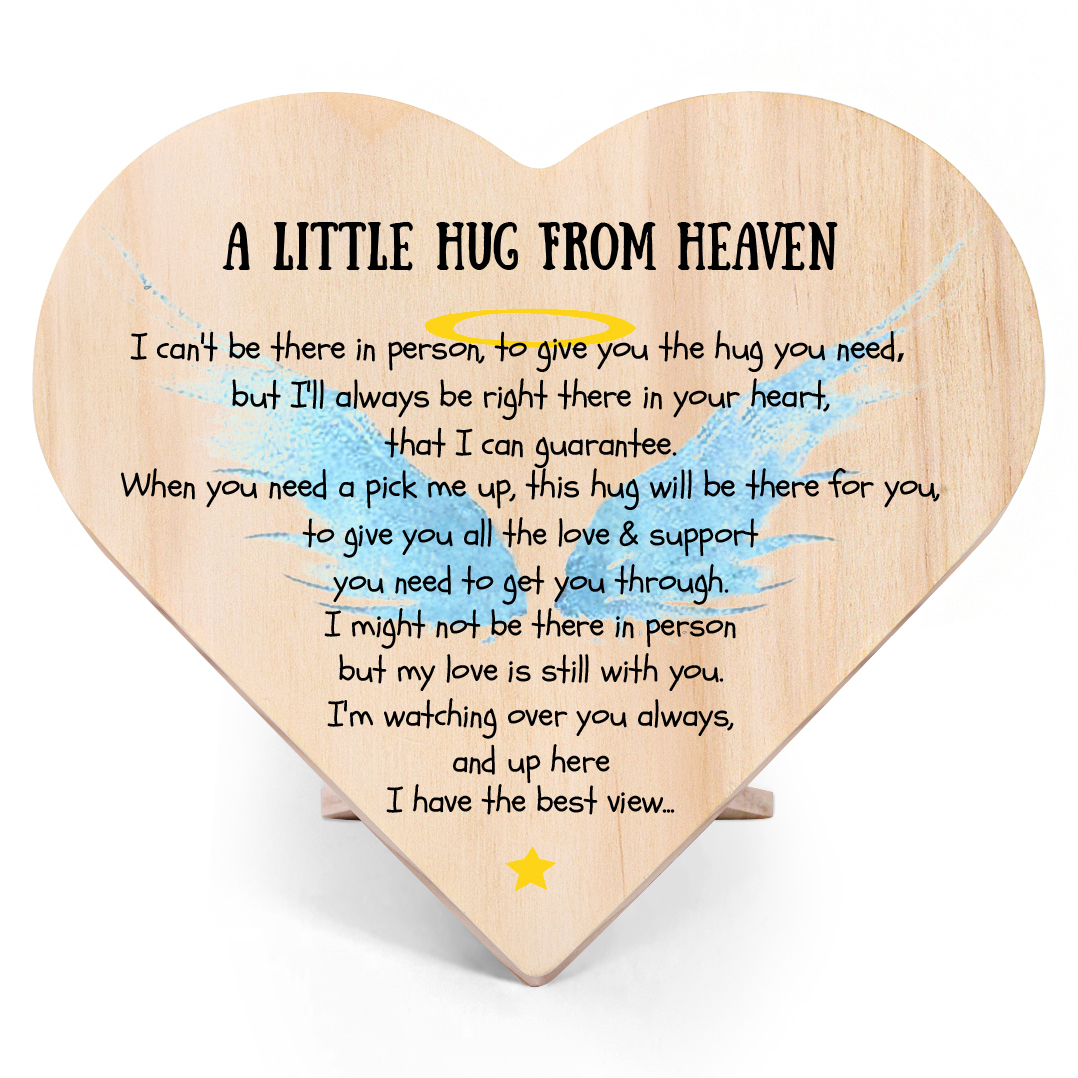 I'm watching over you Memorial Angel Wings Wooden Heart Keepsake Desktop Ornament-Jessemade AU