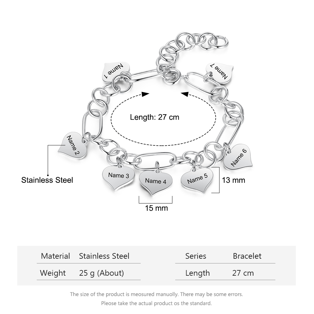 Heart Customised 2 names Bracelets-Jessemade AU