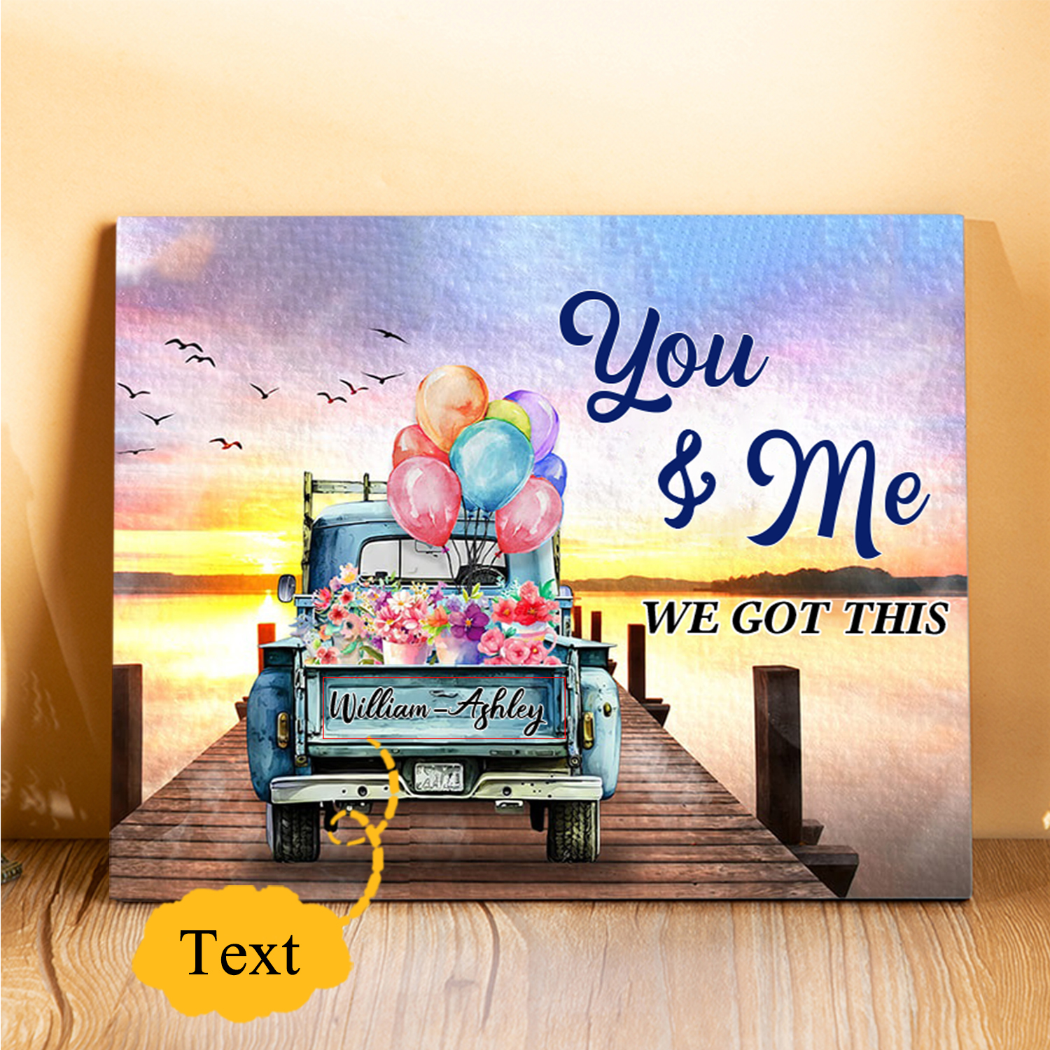 Personalised Wooden Plaque Custom Text Art Decorations Desktop Ornaments Couple Gifts - You & Me We Got This-Jessemade AU