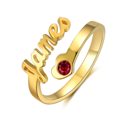 Personalised Heart Ring With Birthstone Custom 1 Name Ring Gifts For Her-Jessemade AU