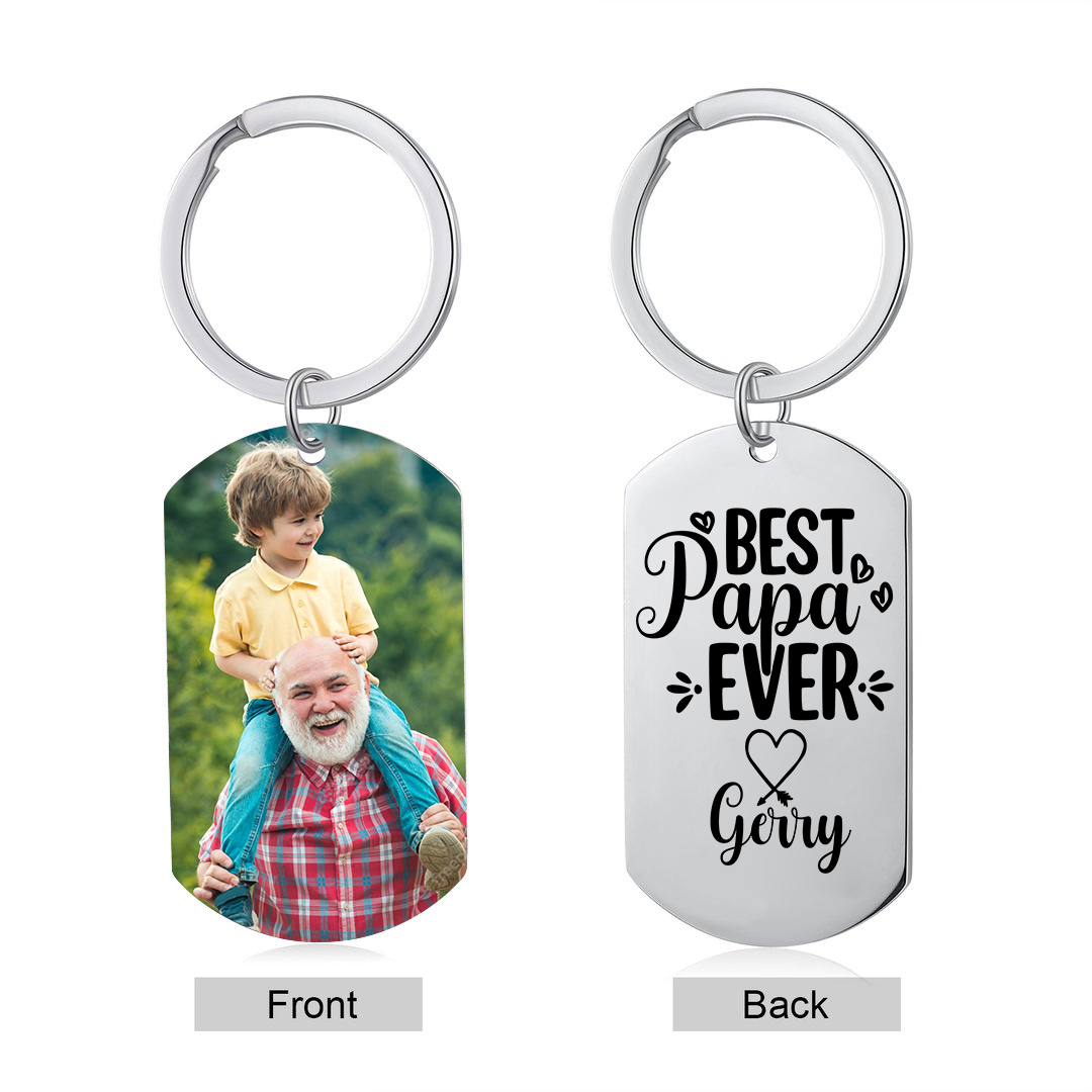 Personalised Photo and Name Keychain for Papa "Best Papa Ever" Grandparents' Day Gift-Jessemade AU
