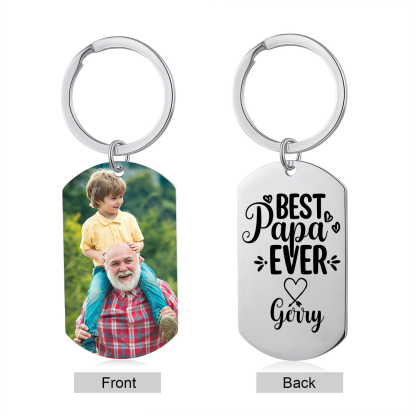 Personalised Photo and Name Keychain for Papa "Best Papa Ever" Grandparents' Day Gift-Jessemade AU