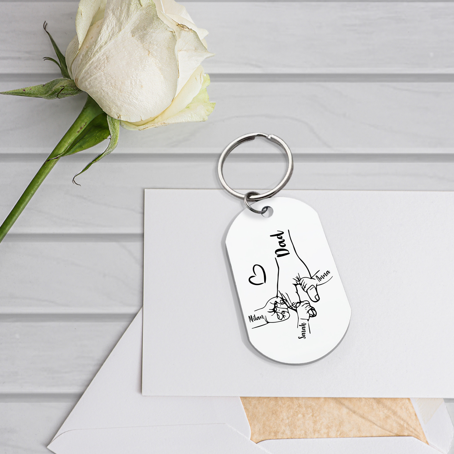 3 Names - Personalised Name Keychain Holding Hands Keychain Father's Day Gifts For Dad-Jessemade AU