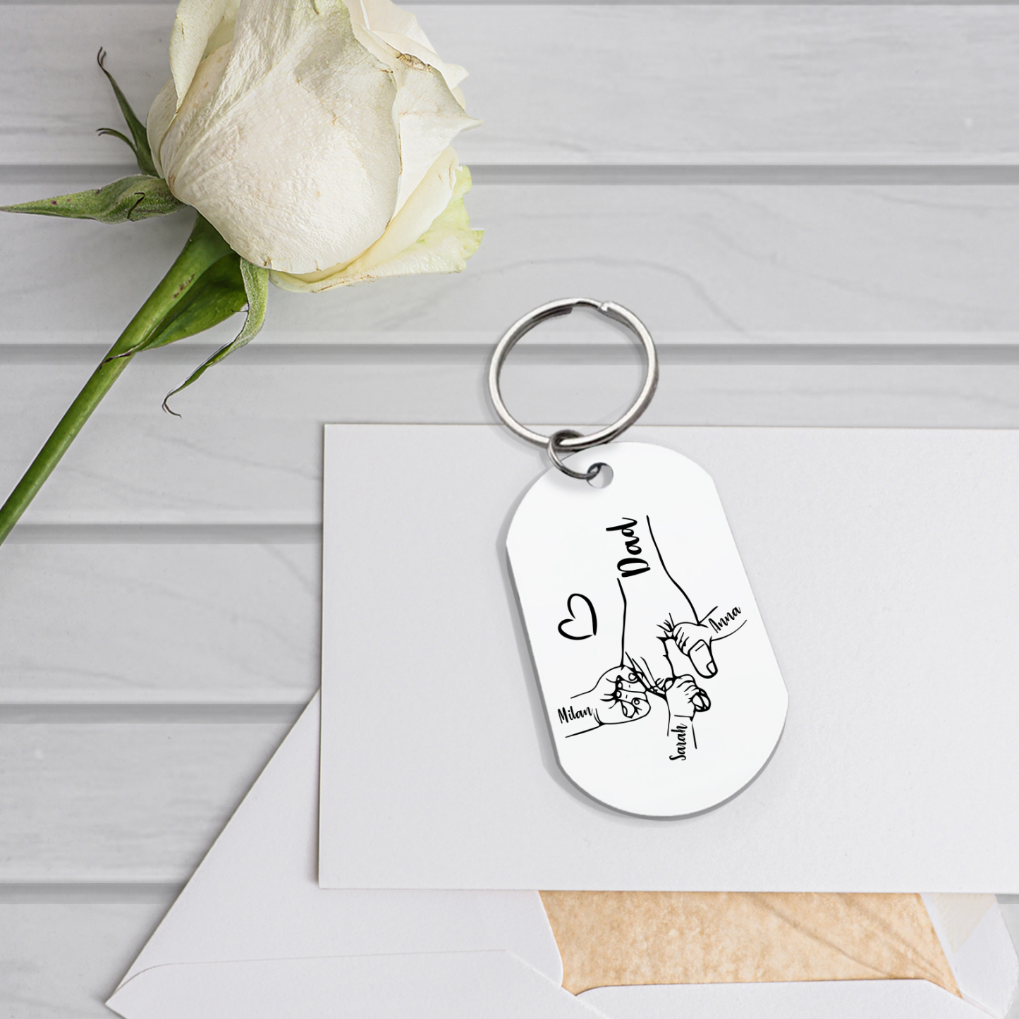 3 Names - Personalised Name Keychain Holding Hands Keychain Father's Day Gifts For Dad-Jessemade AU