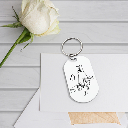 3 Names - Personalised Name Keychain Holding Hands Keychain Father's Day Gifts For Dad-Jessemade AU