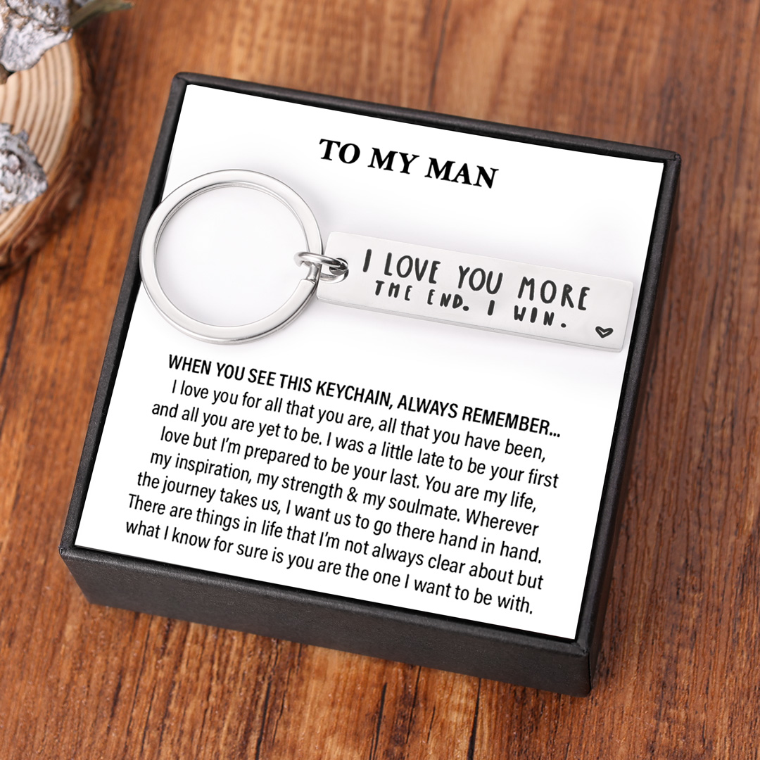 Funny Keychain for Couple "I Love You More The End I Win"-Jessemade AU