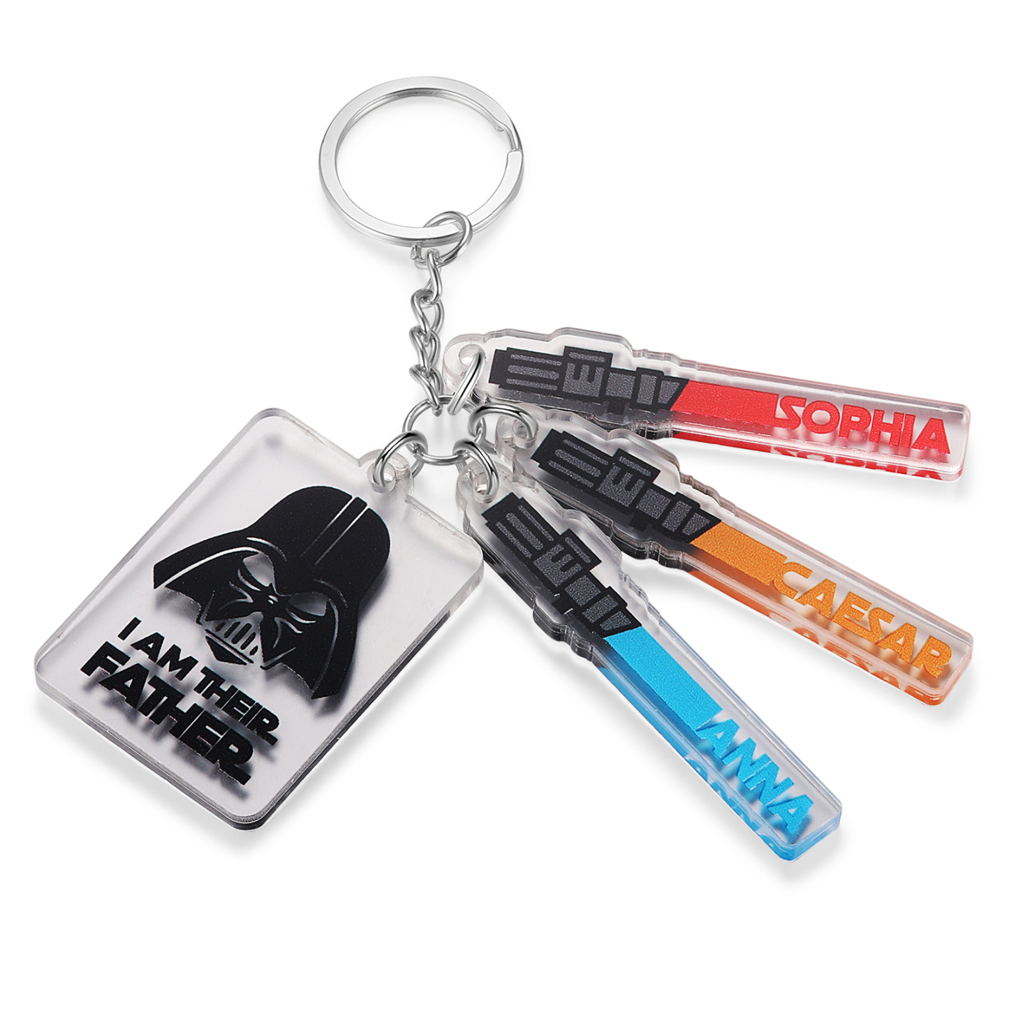 3 Names - Personalised Text & Name Acrylic Keychain Star Wars Gifts for Father/Grandpa-Jessemade AU