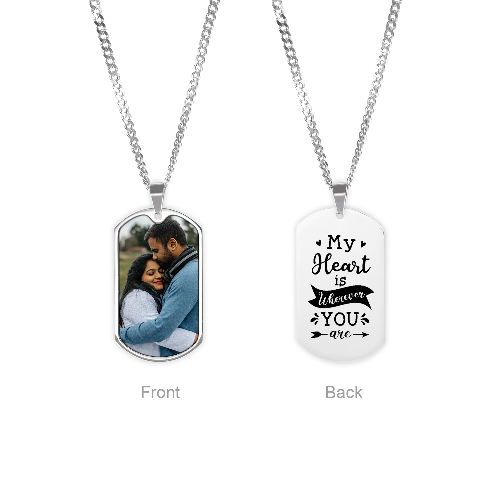 Personalised Photo Necklace Engraved Tag Keyring Gifts for Love One-Jessemade AU