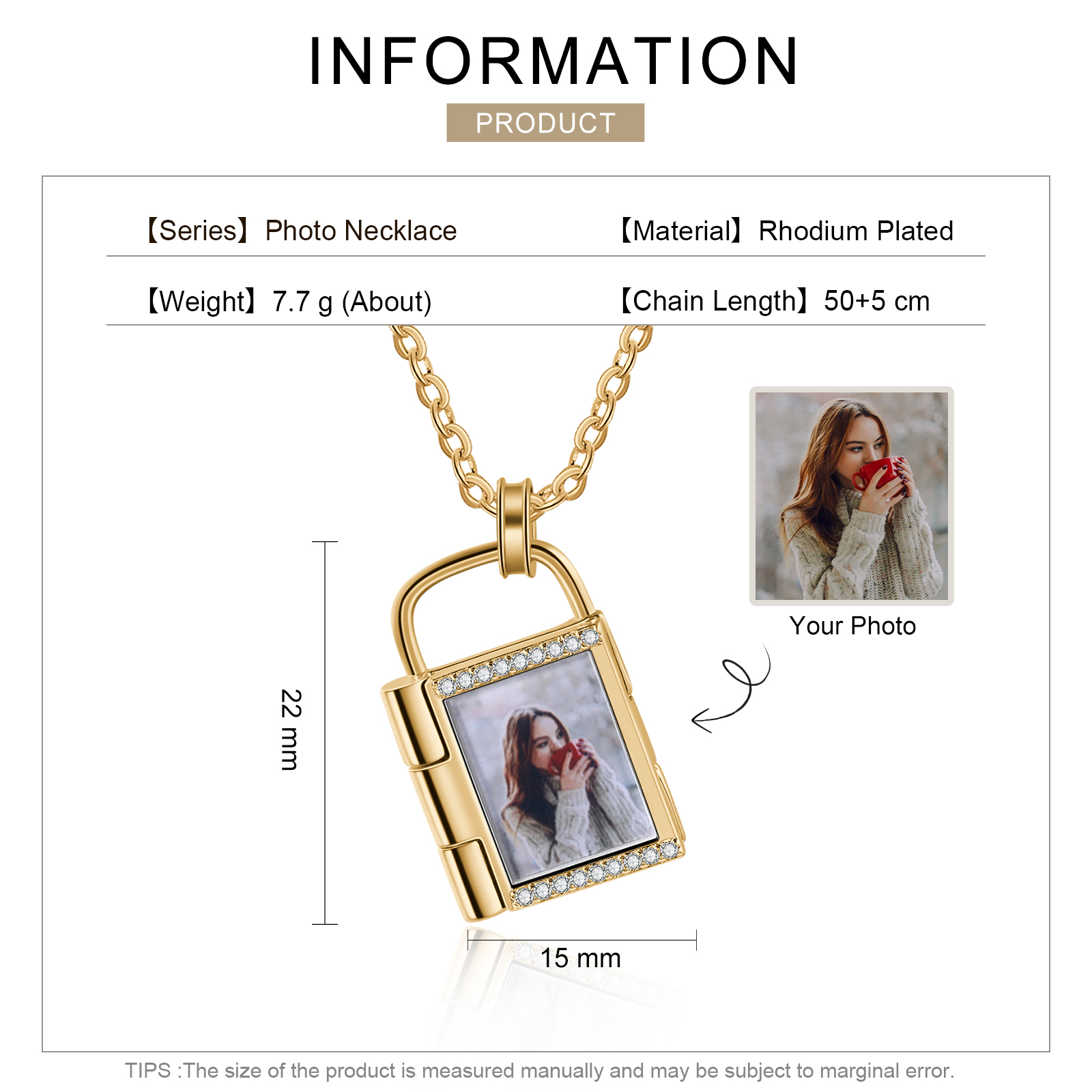 Personalised Padlock Necklace Customised Engrave Photo Love Lock Necklace Romantic Gifts-Jessemade AU