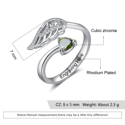 Personalised Mothers Ring With 1 birthstone Wing Customised Ring For Her-Jessemade AU