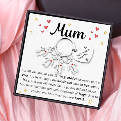 4 Names - Personalised Keychain with Kid Charm Engraved Names Keychain Mother's Day Gift for Mum-Jessemade AU