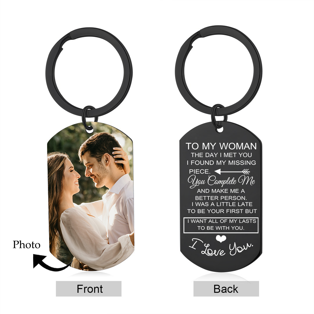 To My Wife/Husband Custom Photo Keyring Couple Keychain Stainless Steel Keychain Valentine's Day Gift for Couples-Jessemade AU