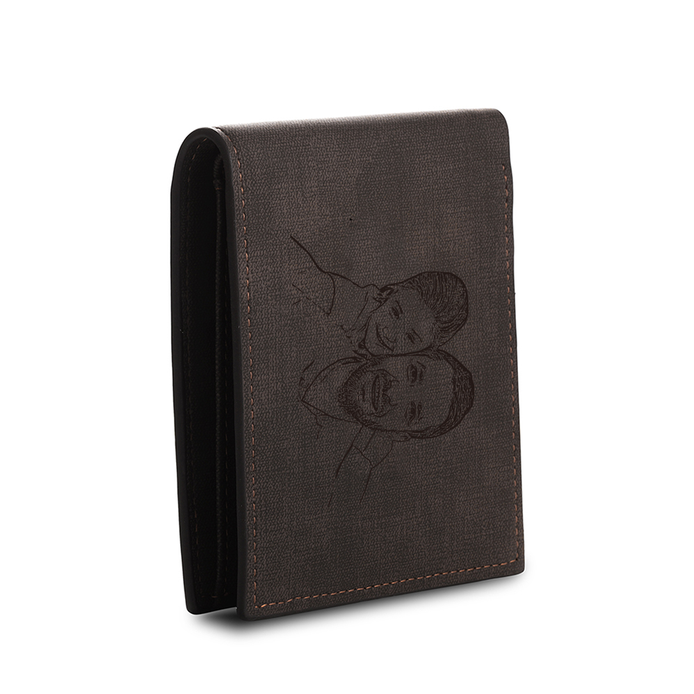 Personalised Name & Photo Billfold Wallet Custom Men's Leather Wallet Gifts for Him Dark Brown-Jessemade AU